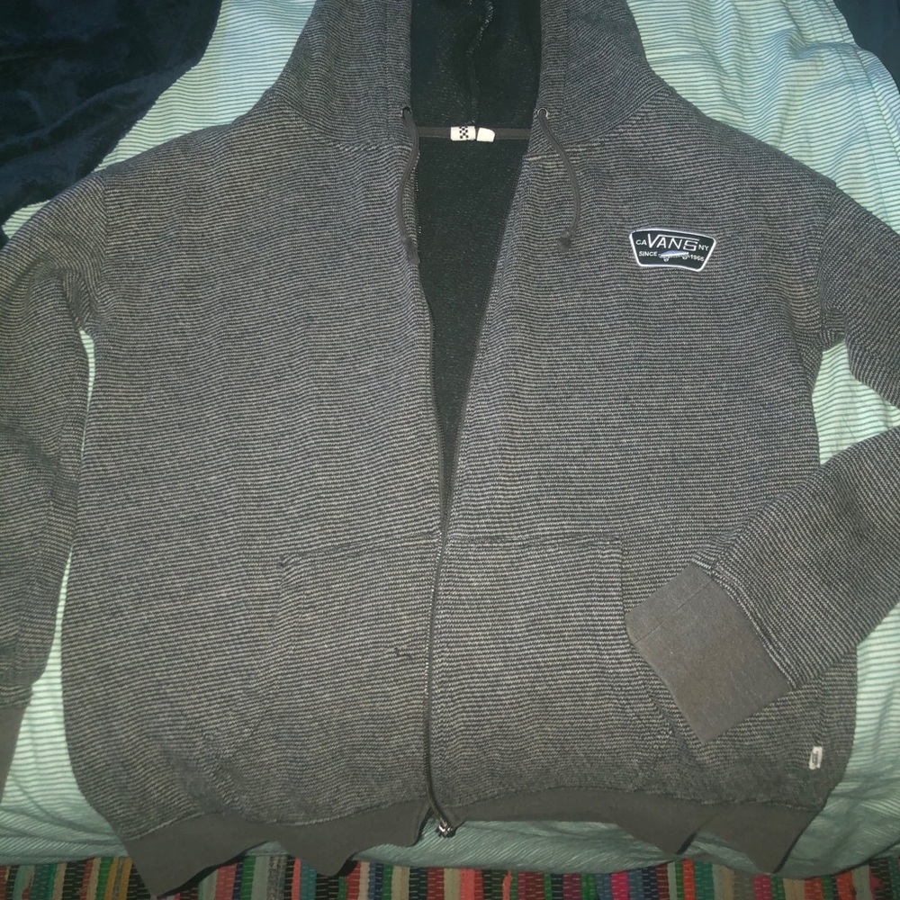 black & grey vans zip up